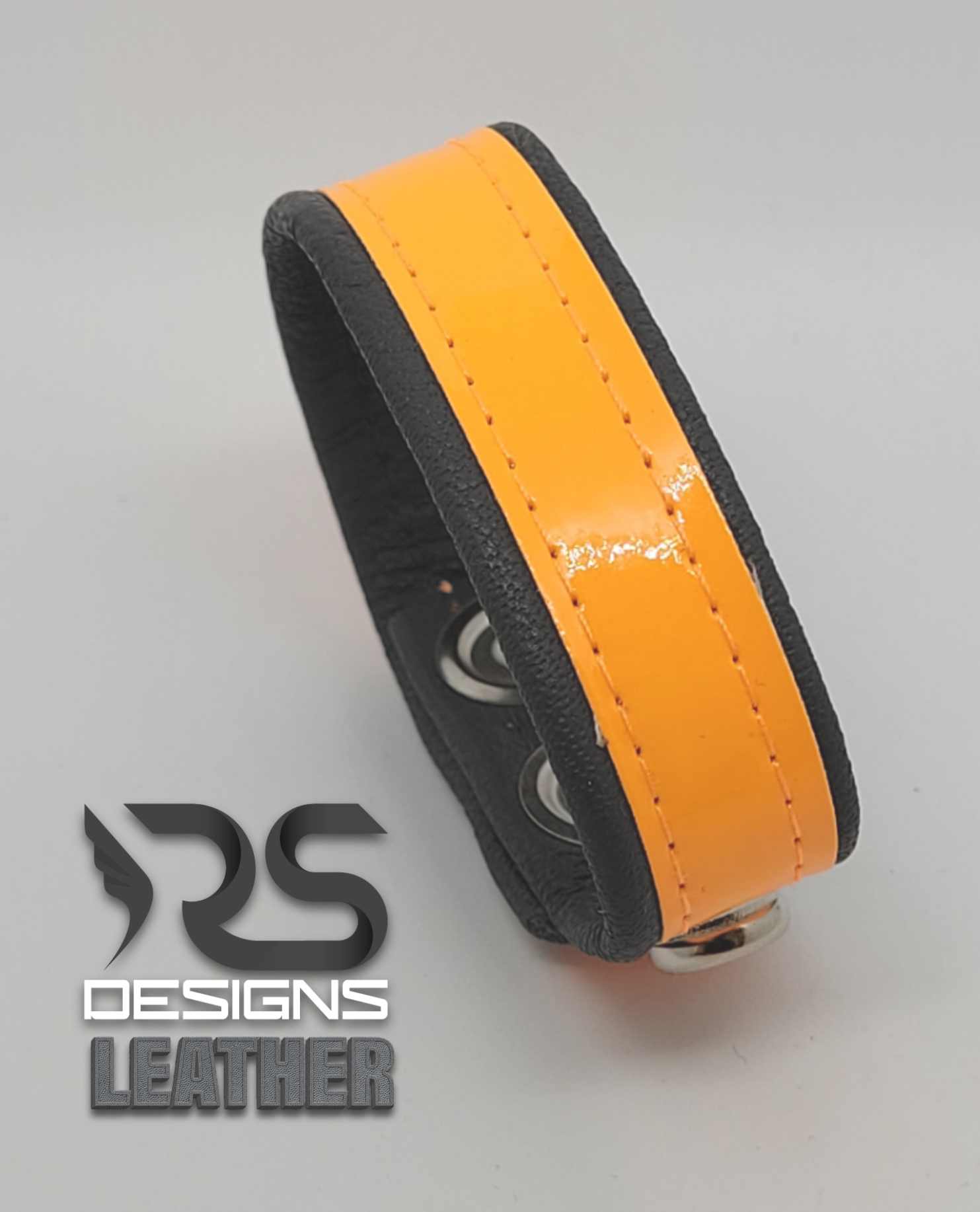 Gray and Orange LEATHER Cockring